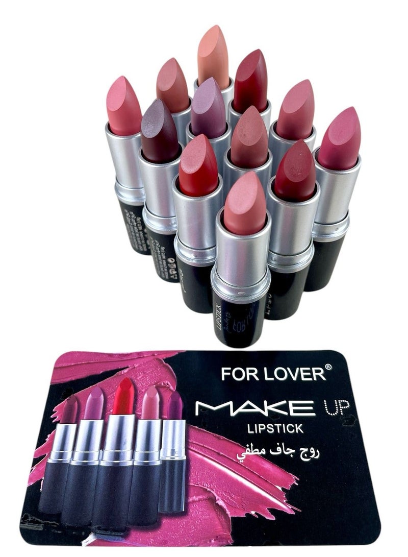 فور لوفر أحمر شفاه جاف مطفي 12 قطعة - Image 4